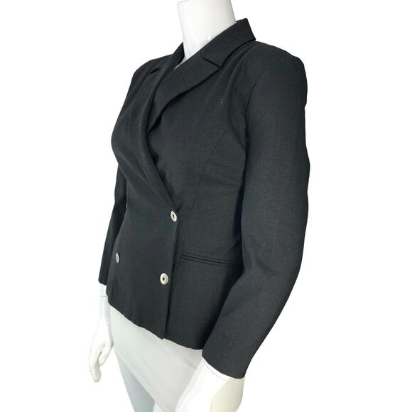 State Of Claude Montana Blazer Womens 12 Black Double Breasted Wool Blend Jacket - Picture 5 of 16